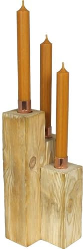 WeWi Kerzenhalter aus Holz 3-Flammig, Farbe:Eiche-Effekt