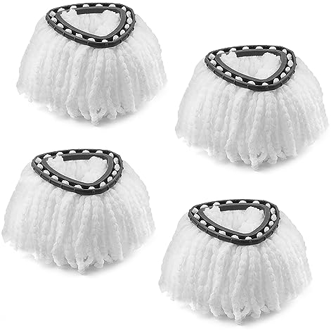 Mop Replacement Head Compatible with Vlieda Spin EasyWring Clean Turbo Classic Microfibre Mop Refill Head Triangle mop Head, White, 4 Packs