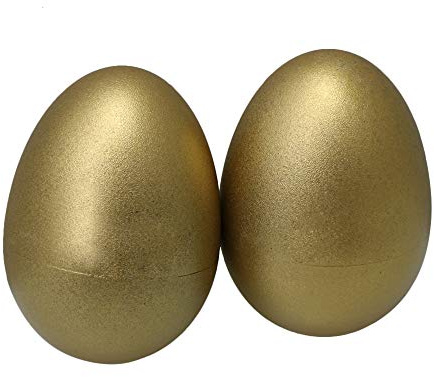 Yibuy 2pcs Golden Maracas Egg Shakers Hand Percussion 40mm Dia Rattles