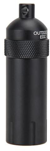 Waterproof Seal Bottle SENRISE Waterproof Pill Holder Metal Survival Capsule EDC Container Tank for Hunting Camping Mountaineering (Pointed Head, Black)