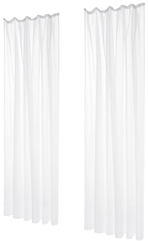 Deconovo Gardinen mit Kräuselband Transparent Vorhänge für Schiene Wohnzimmer Kinderzimmer, 183x140 cm(HöhexBreite), Weiß, 2er Set