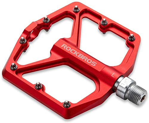 ROCKBROS Fahrradpedale, CNC-Gefräste 9/16-Zoll Flat Pedale aus Aluminium, Flachpedale mit Rutschfester Plattform & Cr-Mo-Stahlachse für MTB, Rennrad, Gravel & Trekkingbike