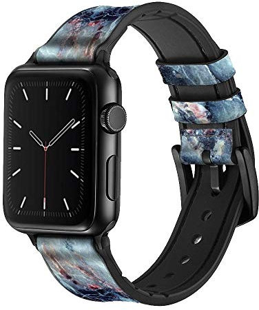 Innovedesire Blue Marble Texture Graphic Printed Cinturino in Pelle e Silicone Smartwatch per Apple Watch iWatch Taglia 42mm/44mm