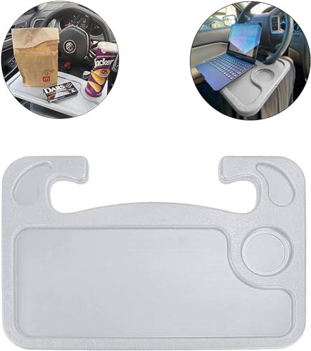 JUSTTOP Car Steering Wheel Desk for Laptop,Multipurpose Travel Car Accessories, Car Seat Stand Trays for Eating, Steering Wheel Under Table Console(Gray)