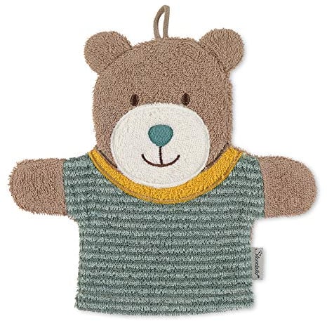 Sterntaler Spiel-Waschhandschuh Bär Ben, Größe: 22 x 24 cm, Mittelgrün
