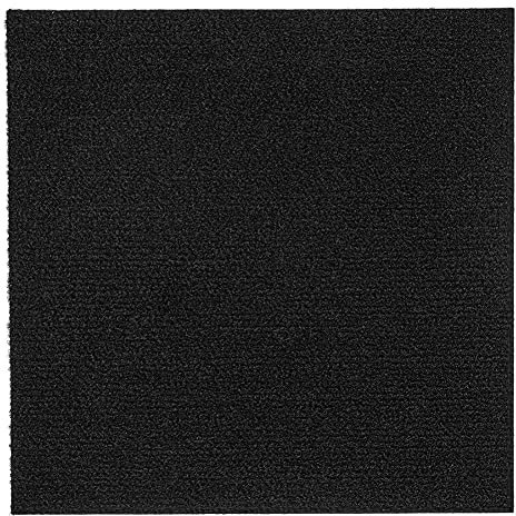 Self Adhesive Carpet Tile, Easy to Peel and Stick Carpet Floor Tile - 12 Tiles/12 sq Ft. (Black)