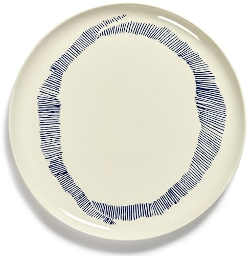 Serax Feast Servierteller diam. 35 cm. White Swirl - Stripes Blue