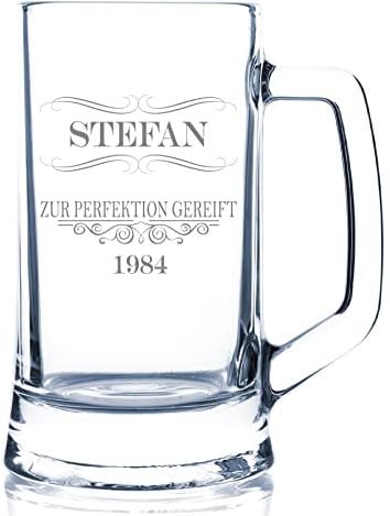 Böckling Bierglas mit Gravur für Geburtstag mit Name und Geburtsjahr / 500ml Volumen/Bierseidel graviert/Geschenke für Männer