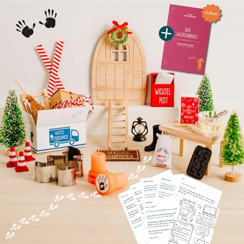 Wichteltür Set mit Buch als Wichtel Rundum-sorglos-Paket: Wichtelstreiche, Wichtelbriefe für Kinder | Wichteltür - Wichteltür Set mit Briefen - Weihnachtswichtel Komplettset - Adventskalender 2024