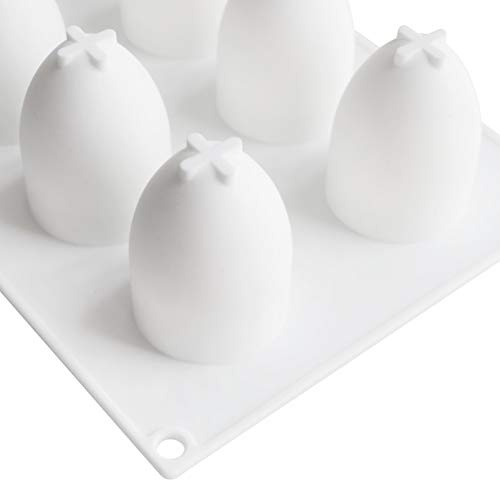 N+B Stampo per uova di Pasqua 3D, silicone, stampi a forma di uovo di Pasqua, 8 cavità, bianco