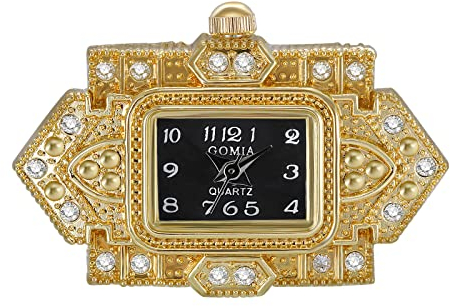 JewelryWe Ringuhr Damen Fingeruhr Analog Quarz Retro Geschnitzt Blumen Strass Edelstahl Verstellbar Ring Uhr Fingerringuhr Uhrenring mit Schwarz Rechteckig Zifferblatt Gold