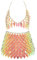 IYOU Pailletten Quaste Körperkette Outfits BH-Rock Blau Bikini Rave Festival Party Strand Mode Clubkleidung Zubehör zum Frau(Gold)