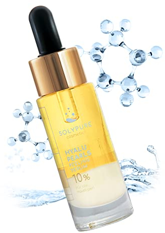 HYALU-PEARLS Hyaluron Serum, Hyaluron Serum Hochdosiert mit Jojoba, Argan & Mehr, Allererstes Hyaluronic Acid Serum mit 10% Hyaluronic Acid Konzentrat und patentierte Perlentechnologie - SolyPure