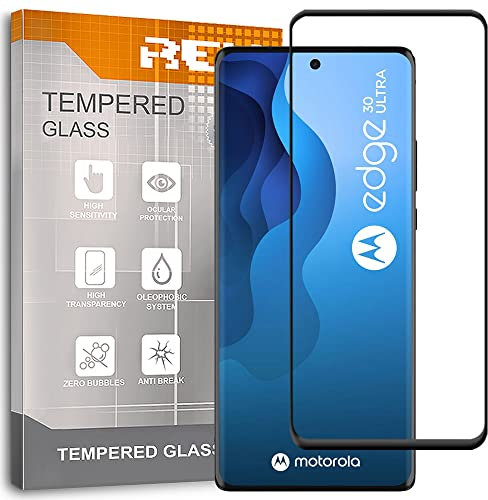 REY Pack 2X Pellicola salvaschermo 3D per Motorola Edge 30 Ultra, Negro, Vetro temperato, Copertura Completa, Pellicola Protettiva Protezione Schermo, 3D / 4D / 5D