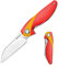 Harnds Parrot Klappmesser,Camping messer mit 91mm Sandvik 14C28N Klinge und messerkantenverschluss und Rutschfester G10-Griff, Klapp-Taschenmesser mit Clip für Outdoor Selbstschutz (Rot mit Gelb)