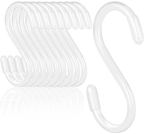 DINGEE Weiße S-Haken, 7.6 cm, vinylbeschichtete S-Haken zum Aufhängen von Pflanzen, 10 Stück, rutschfeste, robuste S-Haken, Tassen, Handtüchern