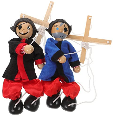 ibasenice 2 Stück Schnur Marionette Tiys Clown-Puppe Aus Plüsch Piratenpuppen Holzpuppenspielzeug Mit Schnur Piratenpuppe Aus Plüsch Handpuppe Clown Eltern-Kind Mit Linie Erwachsener Stoff