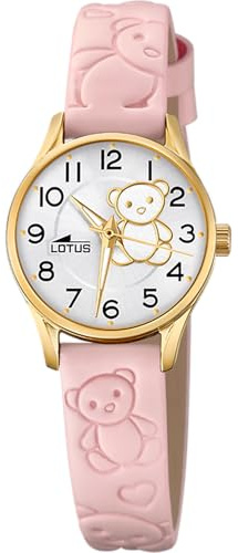 Lotus Mädchenuhr Analog aus Edelstahl und Leder Rosa | Quarzwerk, Kinderuhr, Widerstandsfähiges Glas, Klassisch 18574/G, mit Geschenkarmband, Junior Collection