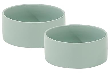 Havniva Ceramic 6.1inch Dog Bowls for Small and Medium Breed Dog Dish Pet Food and Water Bowl (Set of 2 Bowls - Light Green, 28oz)