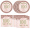 40PCS 100 Birthday Decorations for Women Rose Gold 100 Birthday Party Tableware Plates Napkins 100 Year Old Birthday Party Decorations for Women 100th Birthday Anniversary Decor