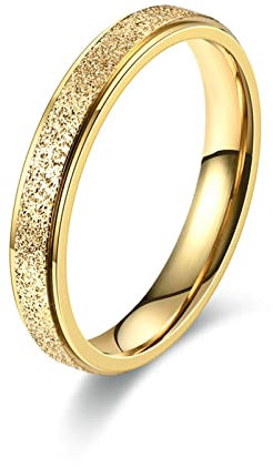 Ayoiow Edelstahlringe für Herren 4mm Matt Gold Ehering