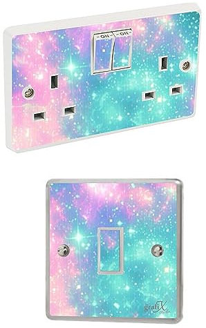 Girls Pink & Blue Light Switch & Double Socket Sticker Vinyl/Skin Cover sosw40
