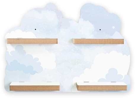 Kreative Feder Wandregal für Tonies – Musikboxregal-Erweiterung mit Platz für bis zu 20 Tonie-Figuren (Wolken hellblau)