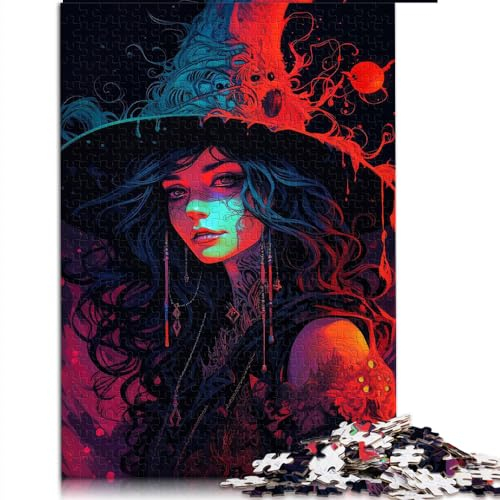 Puzzle für Erwachsene, die Hexe, 1000-teiliges Puzzlespiel, geeignet für Erwachsene und Kinder ab 12 Jahren, Papppuzzles, Geburtstagsgeschenk, Geschenke für Erwachsene, Größe: 26 x 38 cm