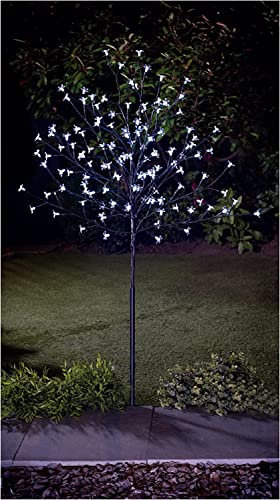 Homme Concept - 4ft MAINS POWERED LED Cherry Blossom Tree with pegs, Artificial Trees, Christmas Garden ornaments for home Xmas display Decoration Indoor/Outdoor, Garden Decoration Pathway Lights.