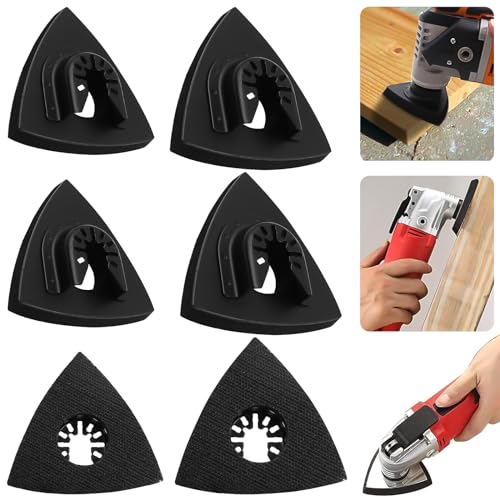 TTYSHIP® 6 Stück Deltaschleifer Schleifplatte, Universelle Fein Multitool Schleifplatte, Schleifteller Dreieck zum Polieren von Möbeln und Entfernen Rostschleifpapier (80mm/90mm)