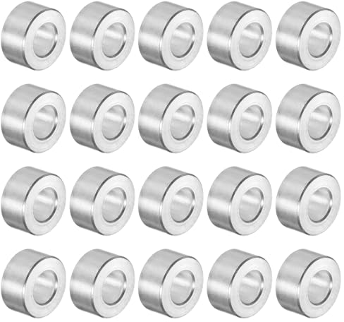 sourcing map 20Pcs Espaciador de Aluminio 5mm de Diámetro Interno, 10mm de Diámetro Externo, 5mm de Longitud, Acabado Liso, Espaciador Redondo para Tornillos, Pernos y Barras M5