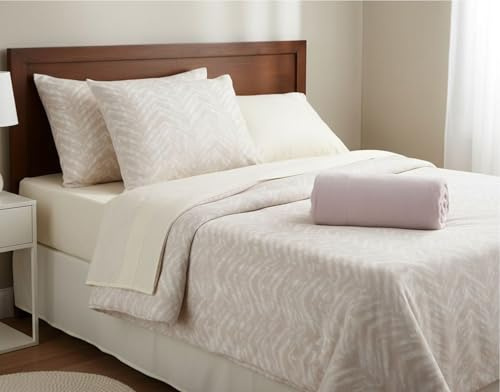 Viterbo Biancheria Coordinato Lenzuola Completo Letto Matrimoniale In Morbido Pile A Fantasia Kenia (6127) (Zig Zag Tortora)