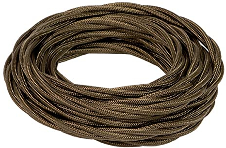FANTON cavo elettrico tessile colore marrone treccia seta 2mt 3G1.5 filo rivestito in tessuto vintage stile retrò per lampadari applique 93868-02
