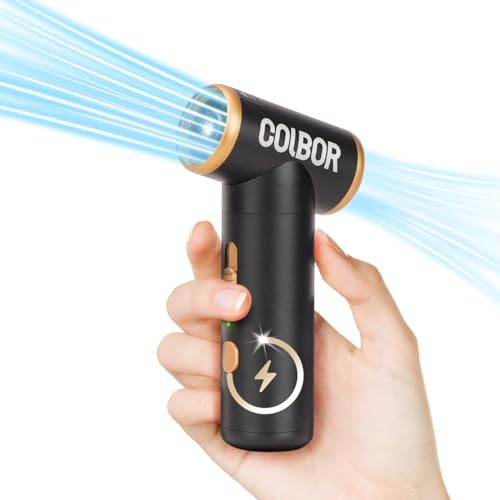 Soplador de Polvo Eléctrico, COLBOR Aire Comprimido Limpieza PC Portátil 100000RPM Velocidad Variable Continua con Luz LED y Boquilla Inalámbrico, Aire-Comprimido-Soplador-Polvo-Eléctrico
