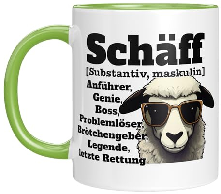 TassenTicker - Schäff - Tasse mit Spruch - Chef Boss - Führungskraft - Beförderung - Geschenk für Vorgesetzte - Beförderung - Abschied - Mann - Freund - Keramik - 330 ml. (Grün)