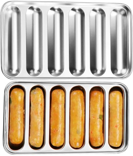 Molde Salchichas Acero Inoxidable con Tapa, Molde Perros Calientes DIY, Molde Hacer Salchichas Carne Casera Antiadherente, Moldeador para Hornear, Cocinar, Cocina Casera, Barbacoa, Salchichas Veganas
