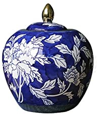 XAoSCd Keramikvase Im Vintage-Stil, Allgemeines Glas, Pfingstrosen-Blumen-Relief, Vorratsglas Mit Deckel, Keramik, Kunsthandwerk, Ornamente, Vasen, Töpfe, Dekoration (A)