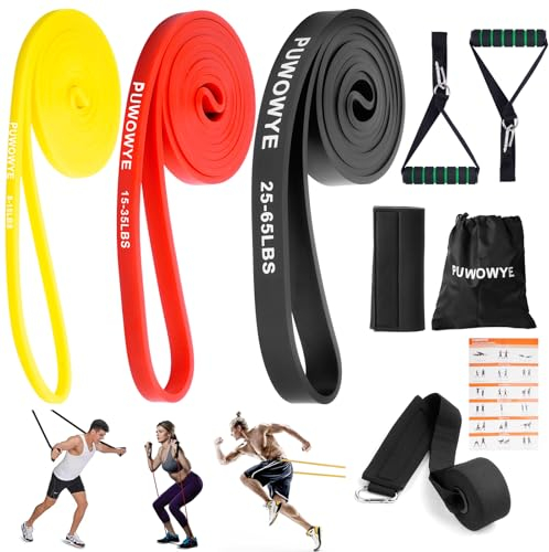Bande Elastique Musculation, 3 Niveaux Différents de Élastique Musculation, Bande de Resistance Traction pour Entraînement de Résistance Powerlifting Fitness Musculation pour Les Hommes et Les Femmes