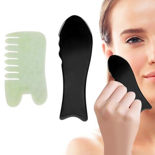 Gua Sha Werkzeug zum Schaben, Ganzkörper Guasha Massage, Massage-Werkzeugbrett Fischform für Beine, Rücken, Gesicht, Nacken, Entfernung von Müdigkeit, Muskelentspannung& Schmerzlinderung