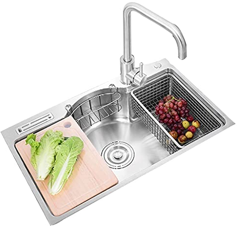 Küchenspülen Badewanne aus Edelstahl mit Einzelbecken, Mini-Quadrat-Einzelbecken, 22 cm, Badezimmer mit großer Tiefe, geräuscharmes Einzelbecken