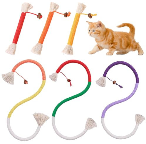 ZBHDEYG 3 cuerdas molares de hierba para gatos, 3 cuerdas cortas para morder para gatos, juguetes para gatos, cuerda de dientes de gato, cuerda de algodón