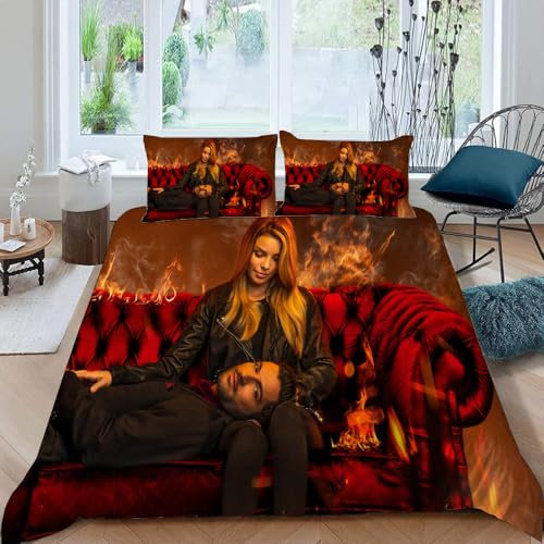 LORDOS Bettwäsche 135x200 2teilig Lucifer bettwäsche Sets aus Mikrofaser bügelfrei & knitterfrei - Bettbezug 1er + Kissenbezug 1er, 80x80 mit Reißverschlus