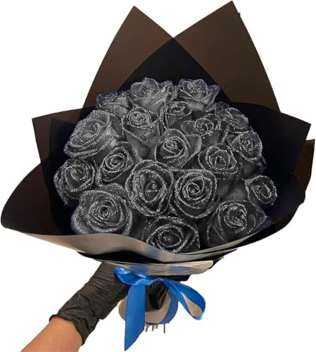 Bouquet de roses artificielles rouges à paillettes - Bouquet de roses artificielles brillantes - Cadeau d'amour pour la Saint-Valentin, anniversaire, fiançailles (auto-assemblage) (12, argent)