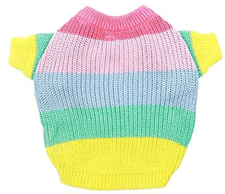 CNAFGBGG Bulldog Rainbow Stricker Jumper Hundepullover süße Hundekleidung für französische Bulldogge/englische Bulldogge/Bullterrier/Mops, L, Multi-Farben.