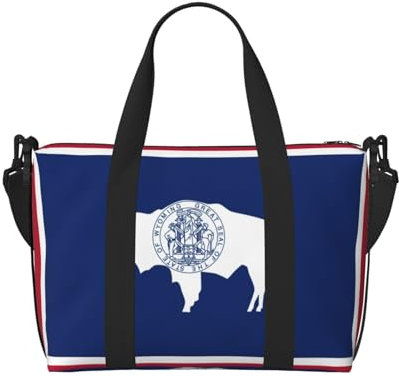 Wyoming Sporttasche mit Staatsflaggen-Druck, persönliche Gegenstände, Handgepäcktasche, Wochenendtasche für Damen und Herren, Schwarz, Einheitsgröße, Schwarz, One Size