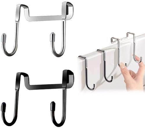 XINCHENG 2PCS Over Door Hooks for Hanging, Double Hook s Type Heavy Duty Door Hook Hanger for Kitchen, Bathroom, Drawer, Cabinet Door to Hang Bags, Towels, Coat