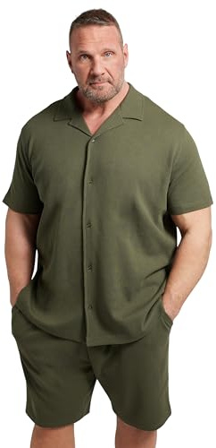 BadRhino Big & Tall Green Short Sleeve Textured Jersey Shirt - Men's - Plus Size Curve