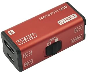 Sipeed NanoKVM-USB Operations Maintenance Server Tool Kit, Multi-Device Collaboration, Finger-Sized 4K USB KVM for Server SBCs, USB A Switcher 1080P Video Capturer, 4K HD-MI IN/Loop Out (RED USB KVM)