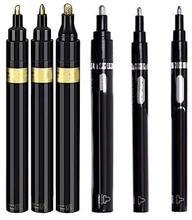 Bamberg 6 Stück Flüssige -Chrom-Marker, Permanente Chrom-Lackstifte für Modellmalerei, Markierung oder DIY-Kunstprojekte