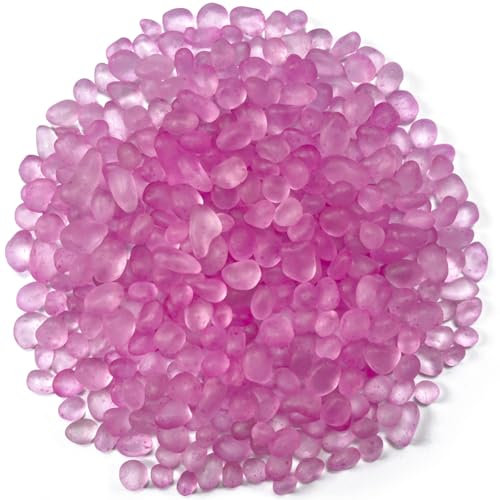 Pierres en verre magenta de 0,4 kg pour décoration d'aquarium, gravier, perles en verre, galets de sable pour remplissage de vase, poissons et tortues